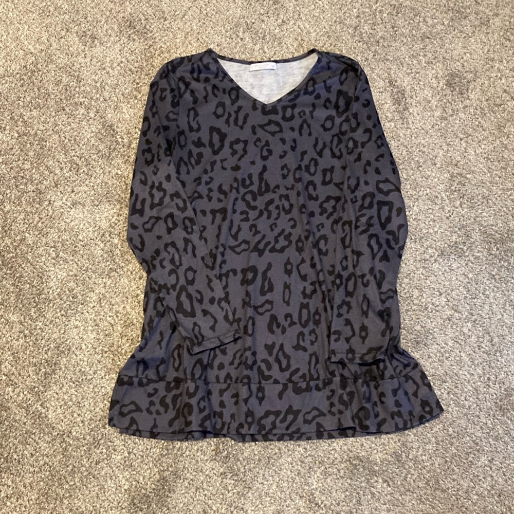 Maysoar Leopard Print Long Sleeve Top